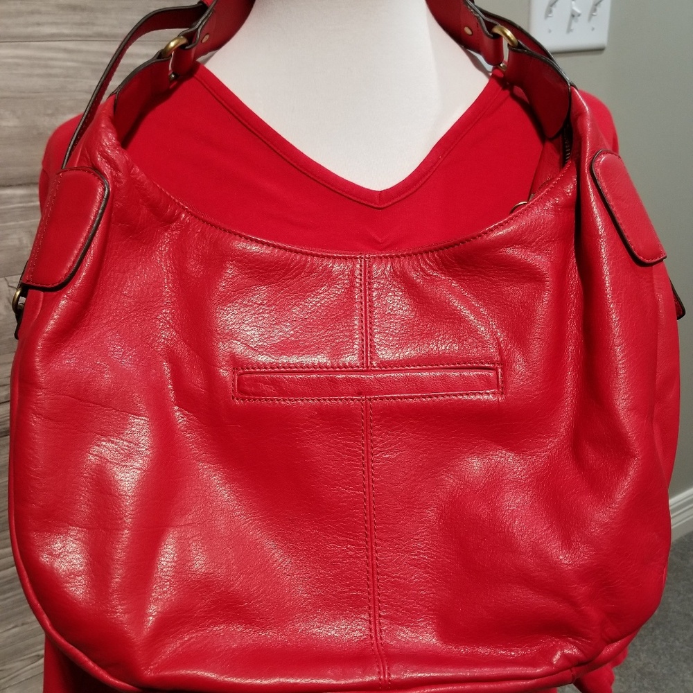 Red Leather Lucky Brand Hobo